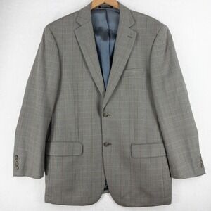 Pendleton Classic Wool Blazer Men's 44R (Measures 46) Windowpane Gray 2 Button